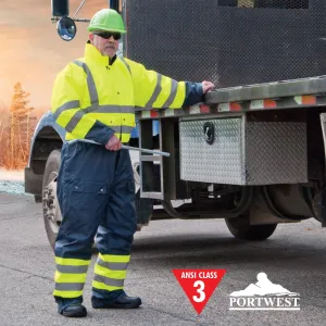 High Visibility Winter Lined Coverall - Lime - Large
