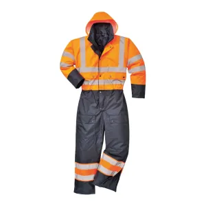 High Visibility Winter Lined Coverall - Orange - Large