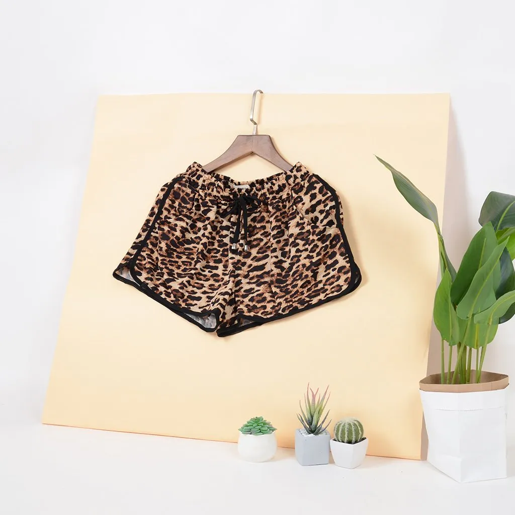 High Waist Cheetah Leopard Casual Lounge Shorts