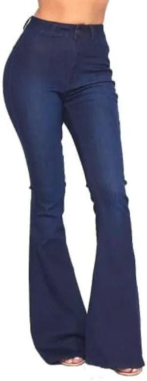 High Waisted Stretchy Bell Bottom Denim Jeans - XX-Large