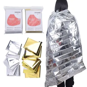 Hike Outdoor Folding Blanket Emergency Survival Rescue Shelter Camping Keep Warm Foil Polyester