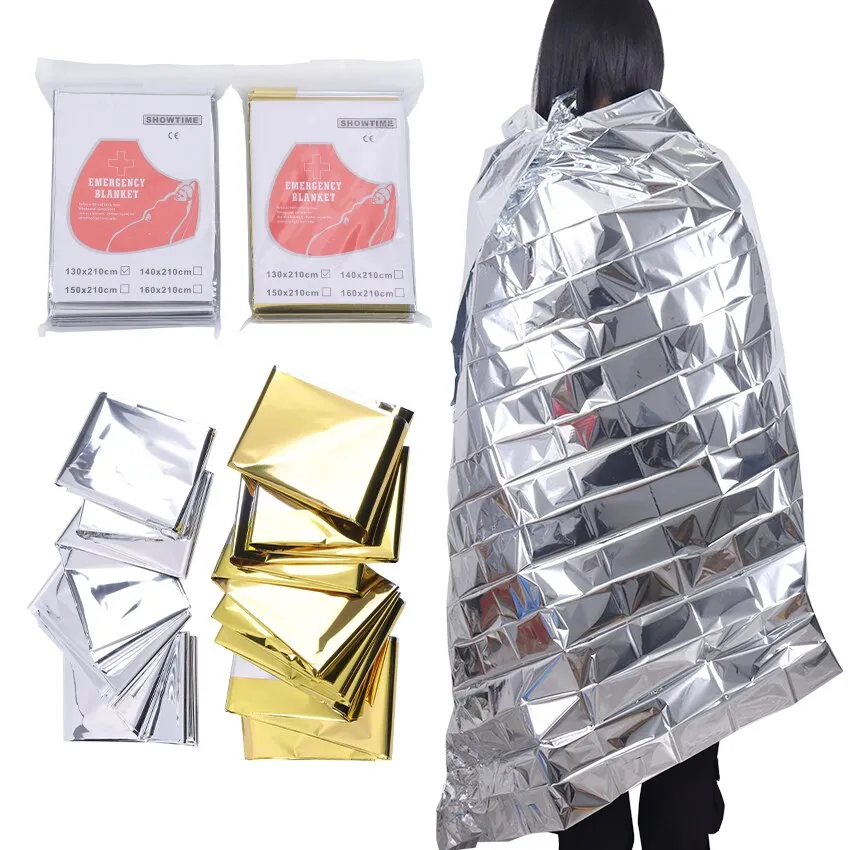 Hike Outdoor Folding Blanket Emergency Survival Rescue Shelter Camping Keep Warm Foil Polyester