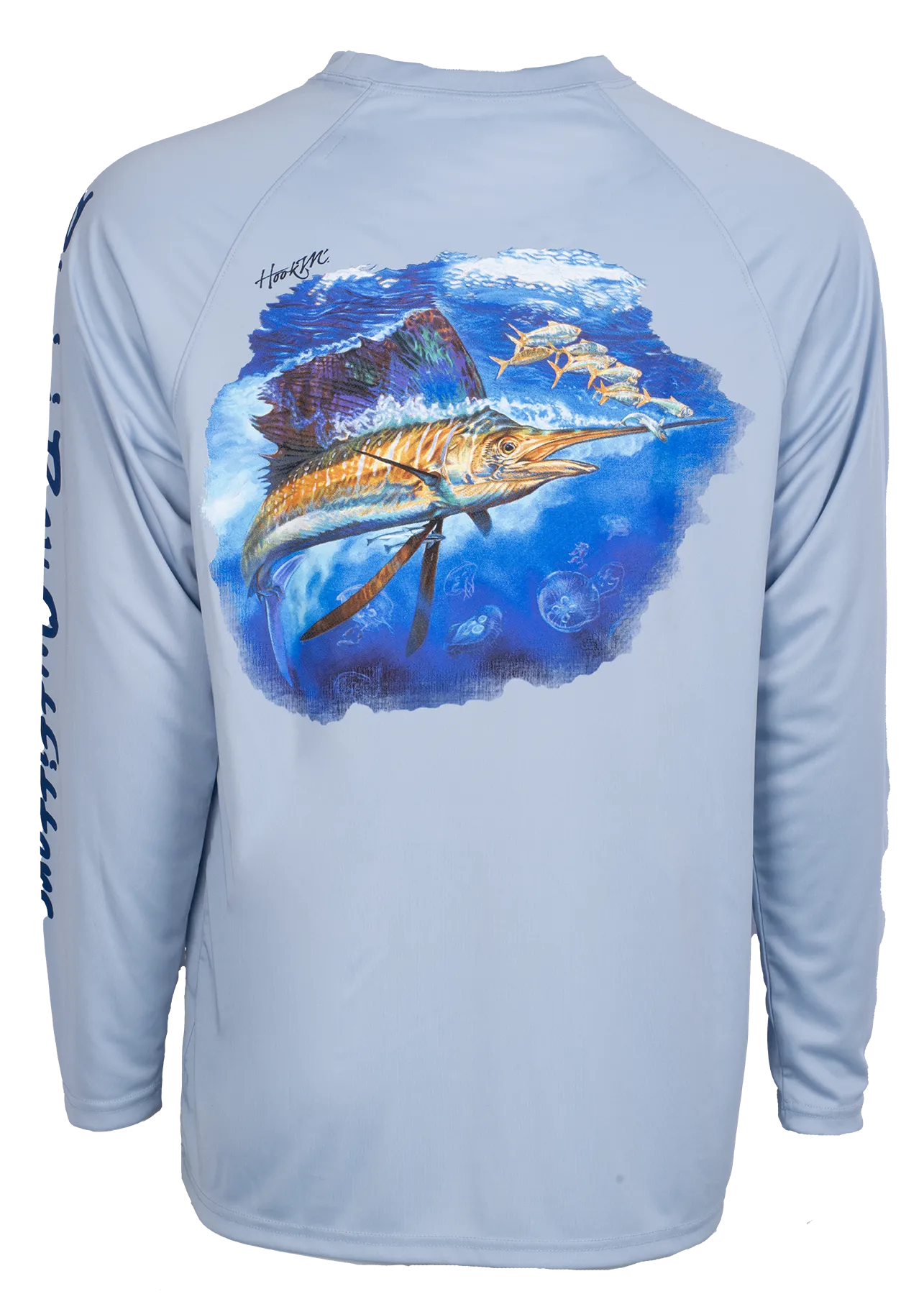 Hook M' Men's Long Sleeve Shirt Sail Fish 4 Fog Gray