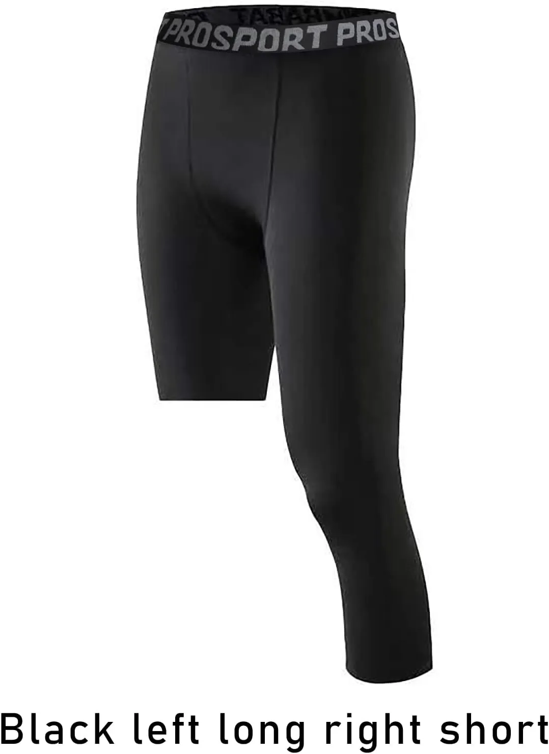 Hotfiary 2 Pack Mens Compression Pants 3/4 One Leg Compression Tights Athletic Base Layer for Running Basketball Sports