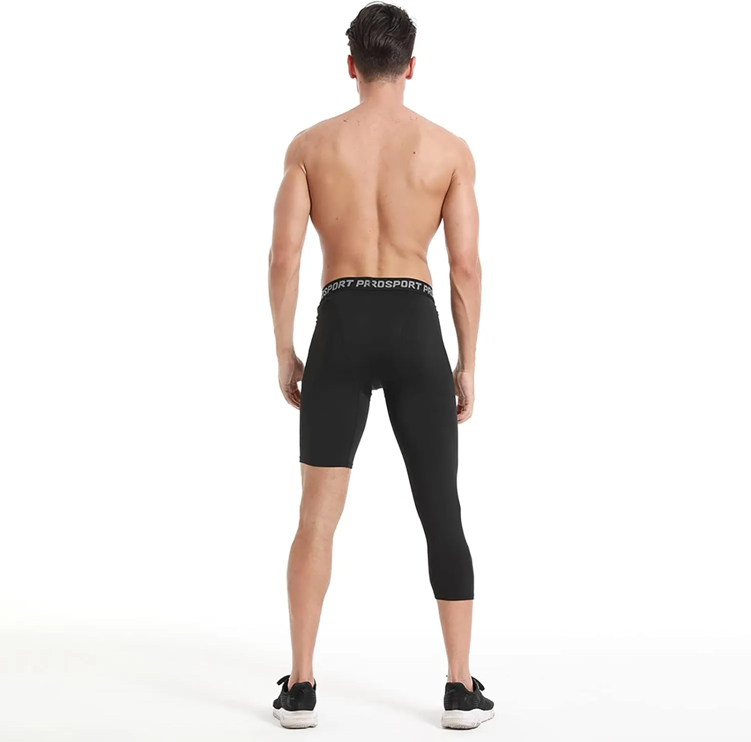 Hotfiary 2 Pack Mens Compression Pants 3/4 One Leg Compression Tights Athletic Base Layer for Running Basketball Sports