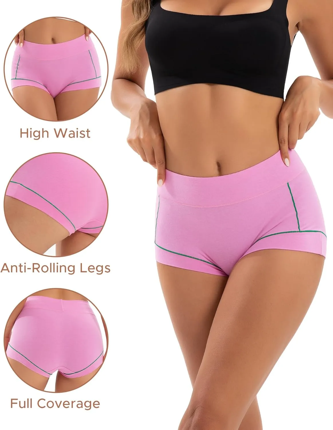 INNERSY Women's Cotton Boyshorts Underwear Soft Moisture Wicking Boxer Briefs 4-Pack