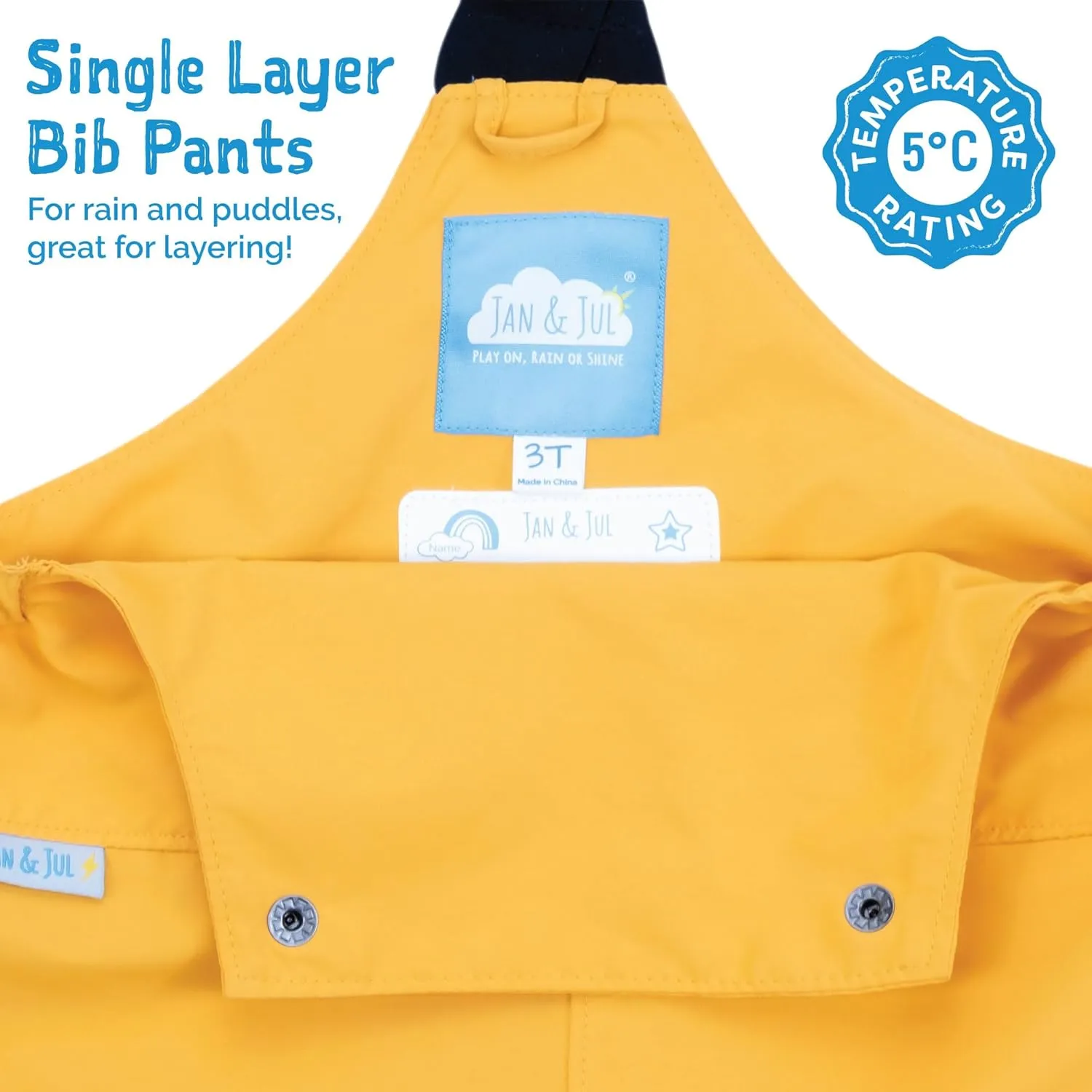 JAN & JUL Waterproof Rain Bib Pants, Overalls for Toddlers and Kids