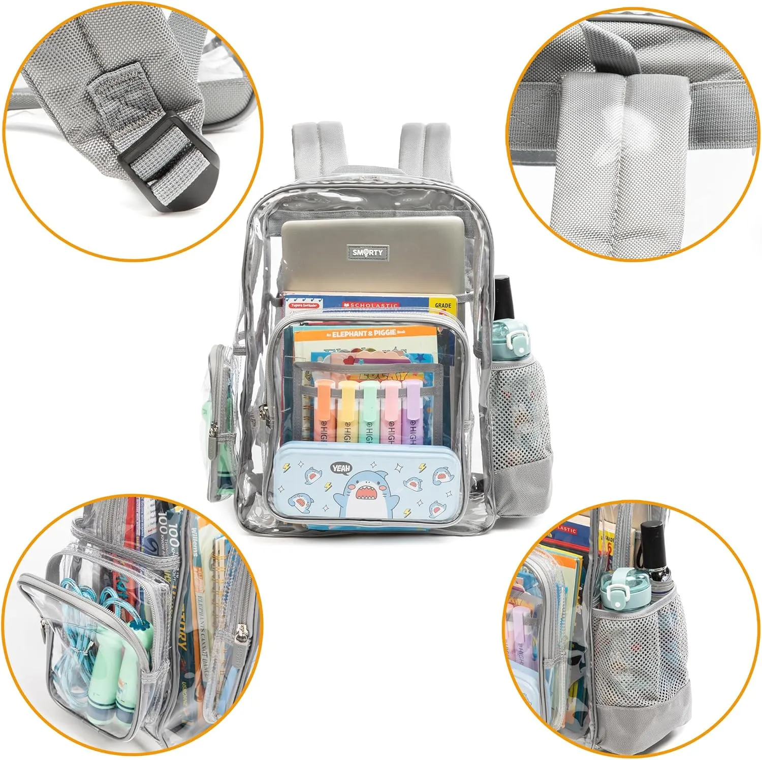J.CARP Clear Bag Heavy Duty Backpack Durable Transparent See Through Bag