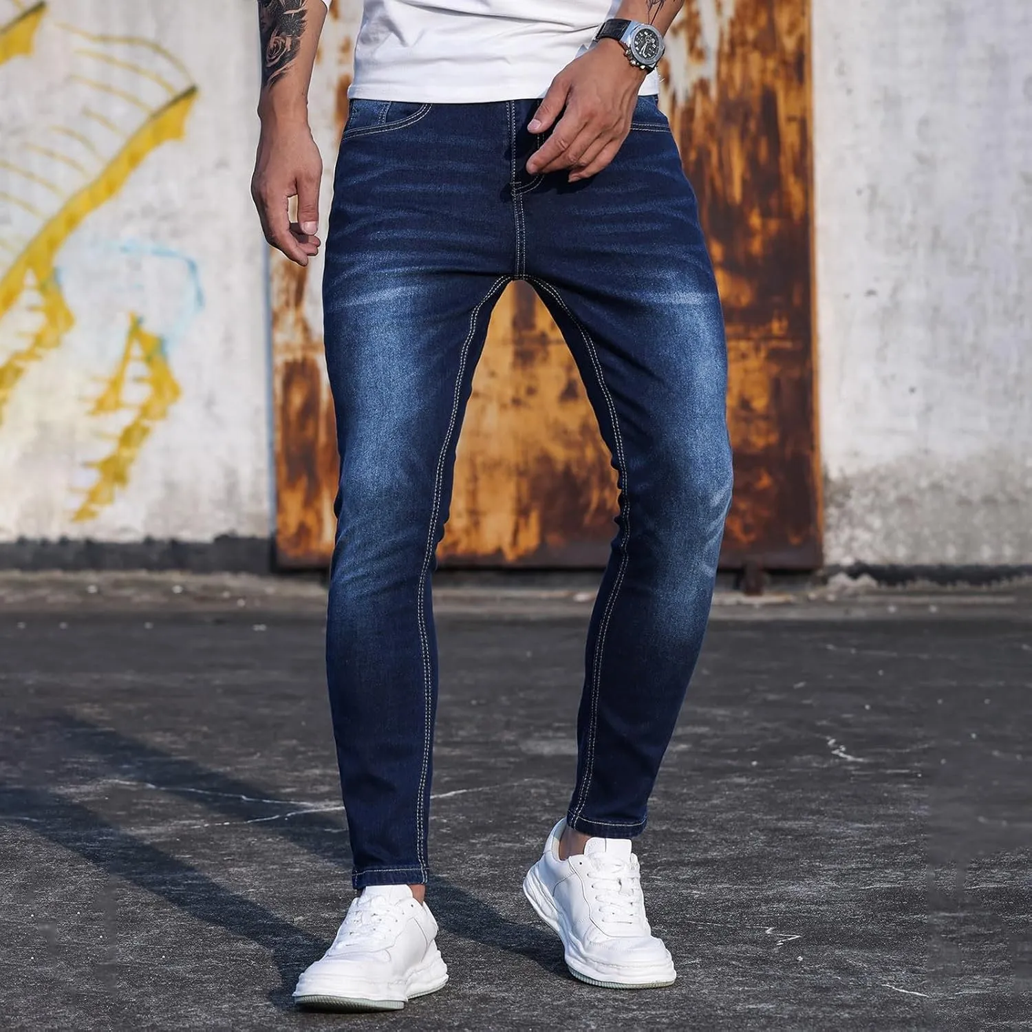 Jeans Pants for Men Baggy Loose Fit Straight Leg Jeans Comfortable Flexible Denim Pants Hip Hop Streetwear