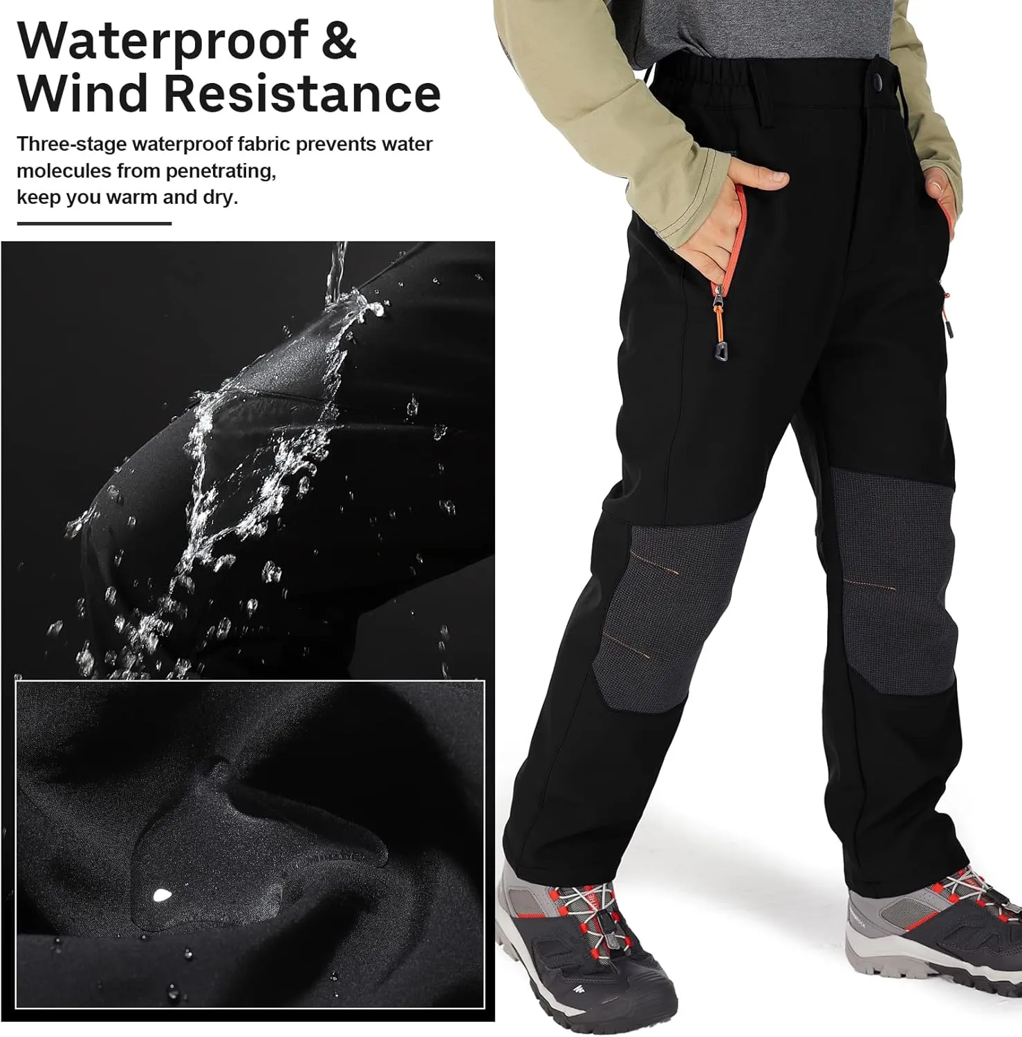 Jessie Kidden Kids Boys Girls Youth Waterproof Hiking Ski Snow Pants Elastic Waist Warm Insulated Pants