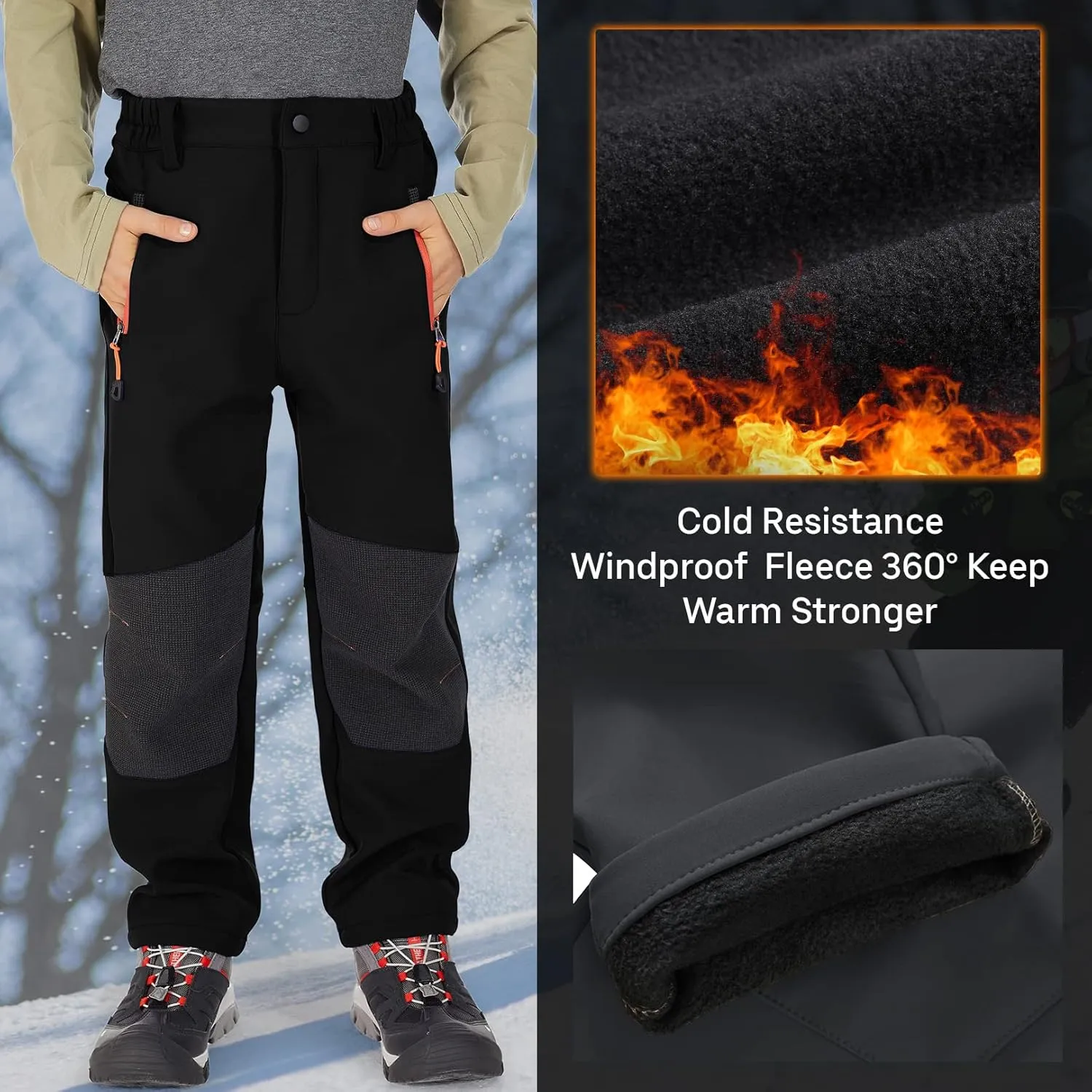 Jessie Kidden Kids Boys Girls Youth Waterproof Hiking Ski Snow Pants Elastic Waist Warm Insulated Pants