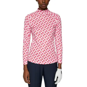 J.Lindeberg Women's Ella Compression Printed Golf Top - Tour Geo Pink