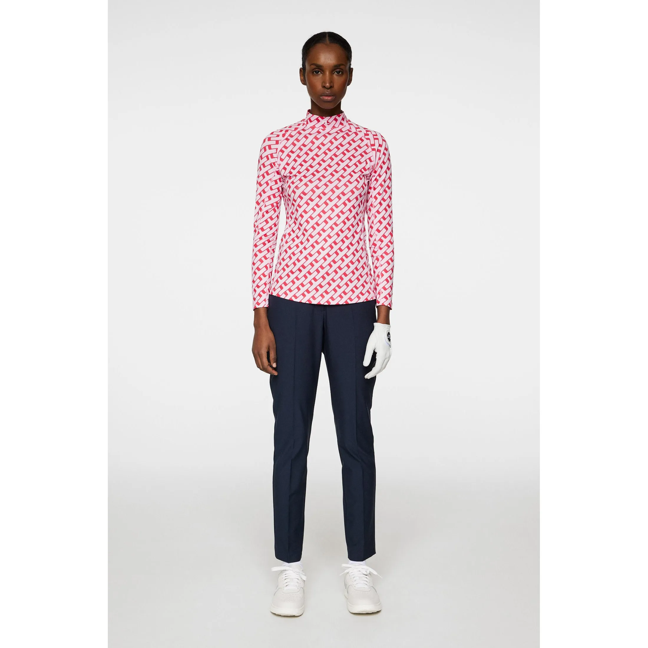 J.Lindeberg Women's Ella Compression Printed Golf Top - Tour Geo Pink