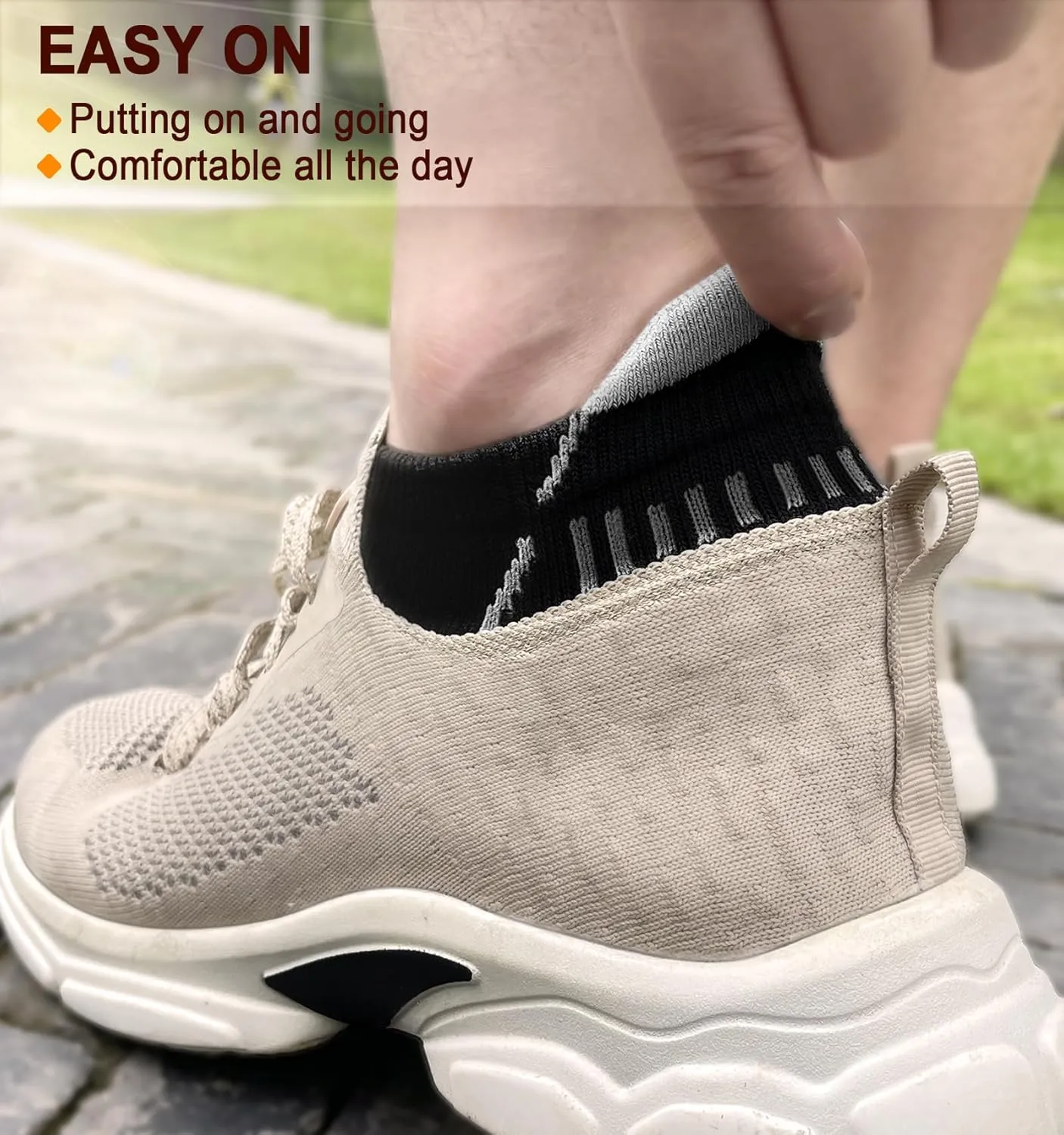 KEMISANT Mens Running Socks 6 Pairs-Athletic Compression Ankle Socks Cushioned for Men Walking-Arch Compression Support