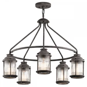 Kichler KL/ASHLANDBAY/5P Ashlandbay 5 Light Outdoor Chandelier Weathered Zinc