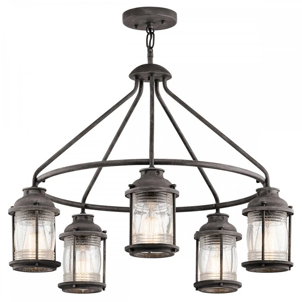 Kichler KL/ASHLANDBAY/5P Ashlandbay 5 Light Outdoor Chandelier Weathered Zinc