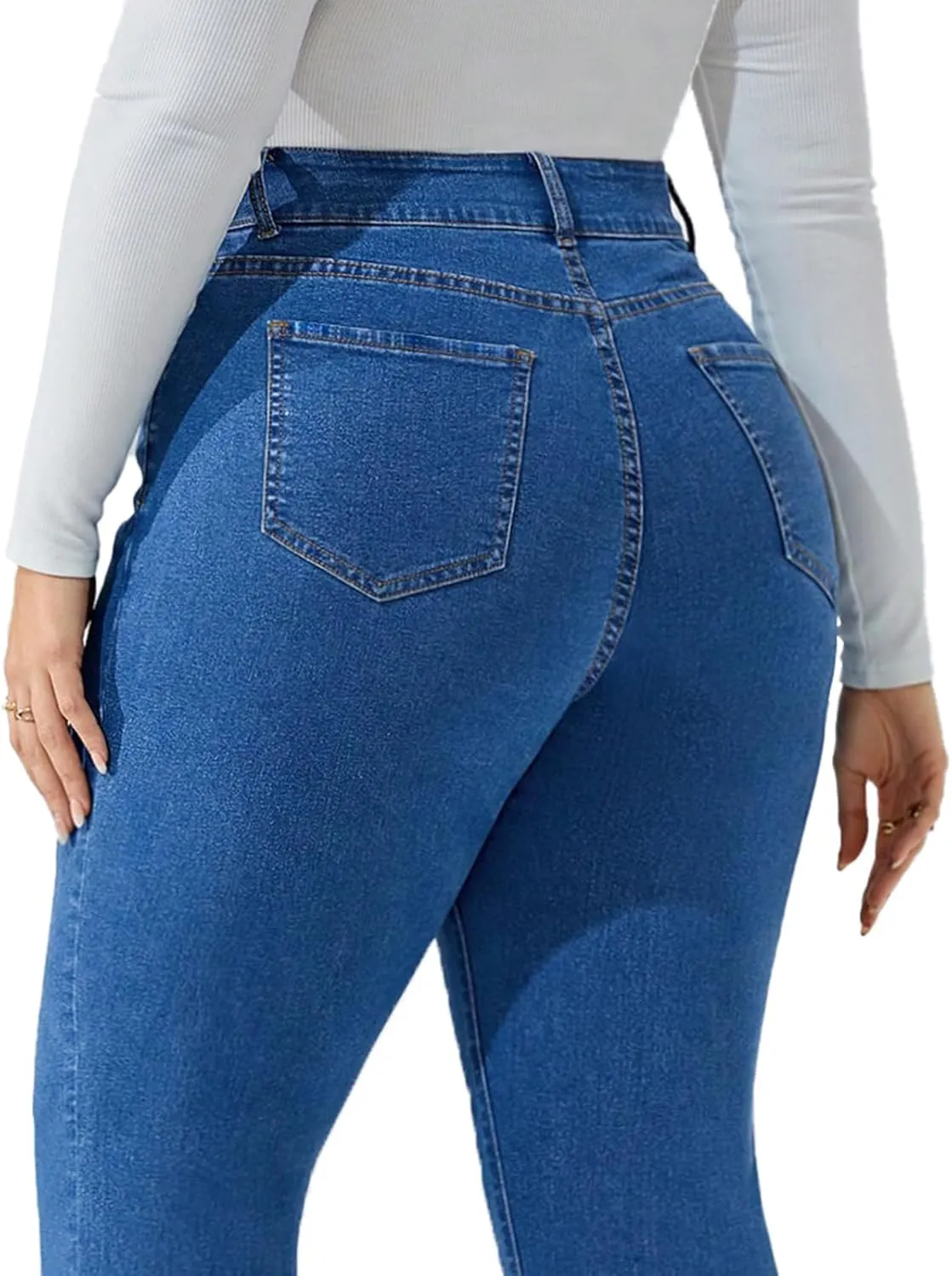 KISSPLUS Plus Size Skinny Jeans for Women High Waist Pencil Women Jeans Curvy High Waist Stretchy Denim Pants for Women