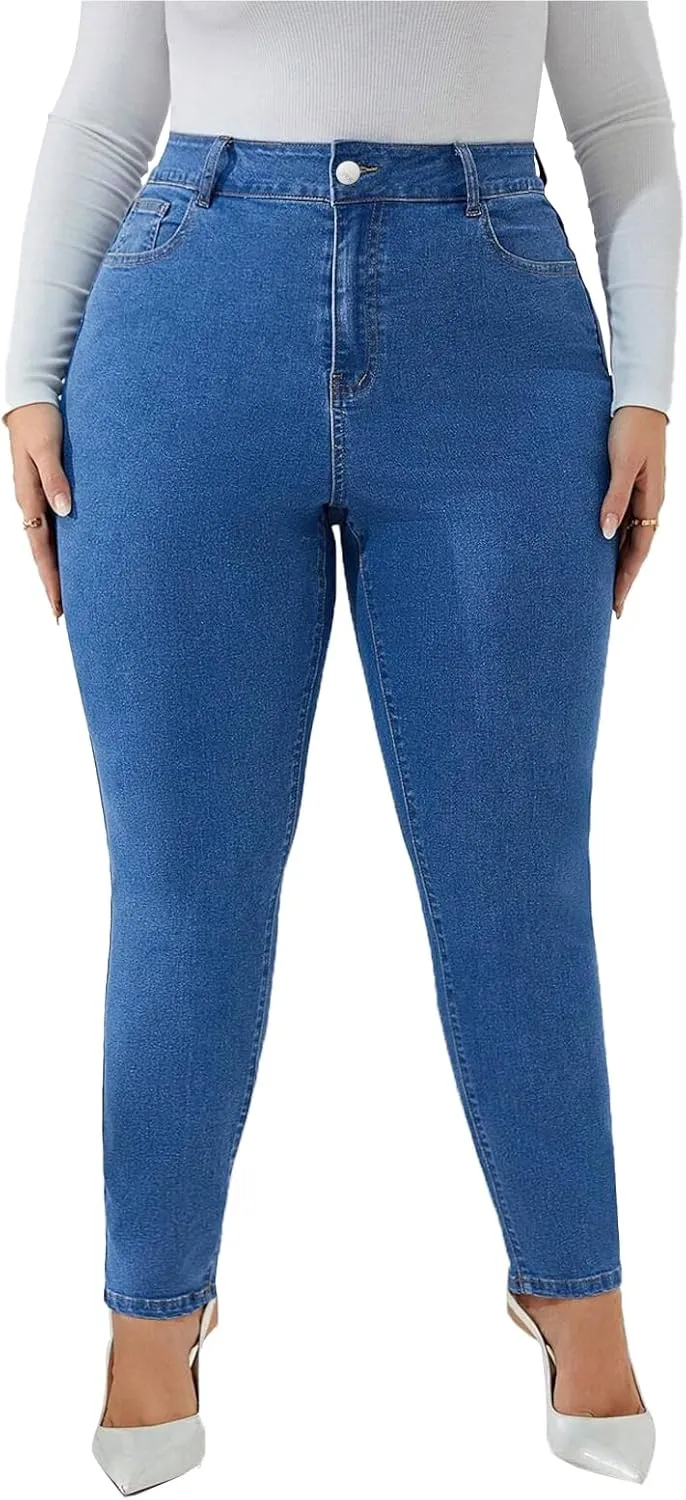 KISSPLUS Plus Size Skinny Jeans for Women High Waist Pencil Women Jeans Curvy High Waist Stretchy Denim Pants for Women
