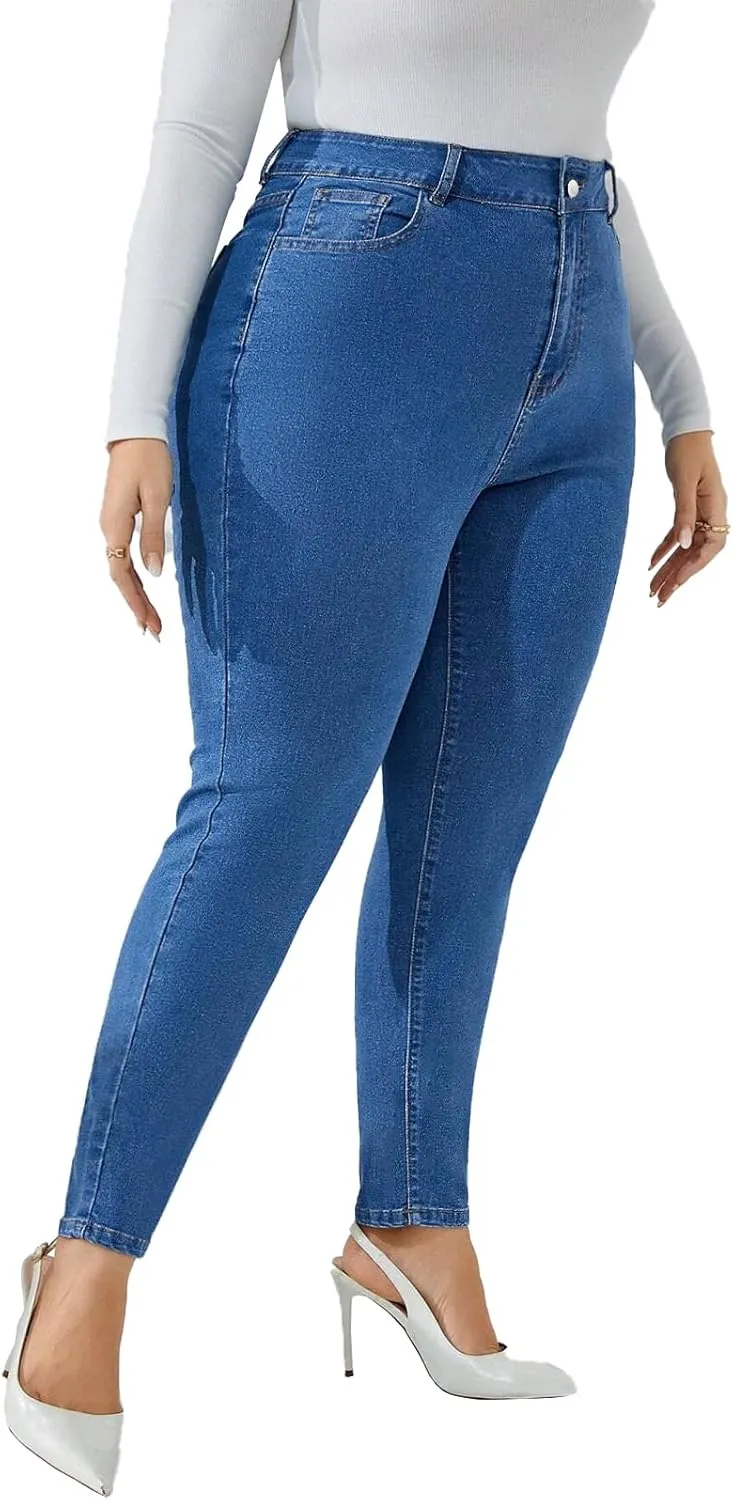 KISSPLUS Plus Size Skinny Jeans for Women High Waist Pencil Women Jeans Curvy High Waist Stretchy Denim Pants for Women