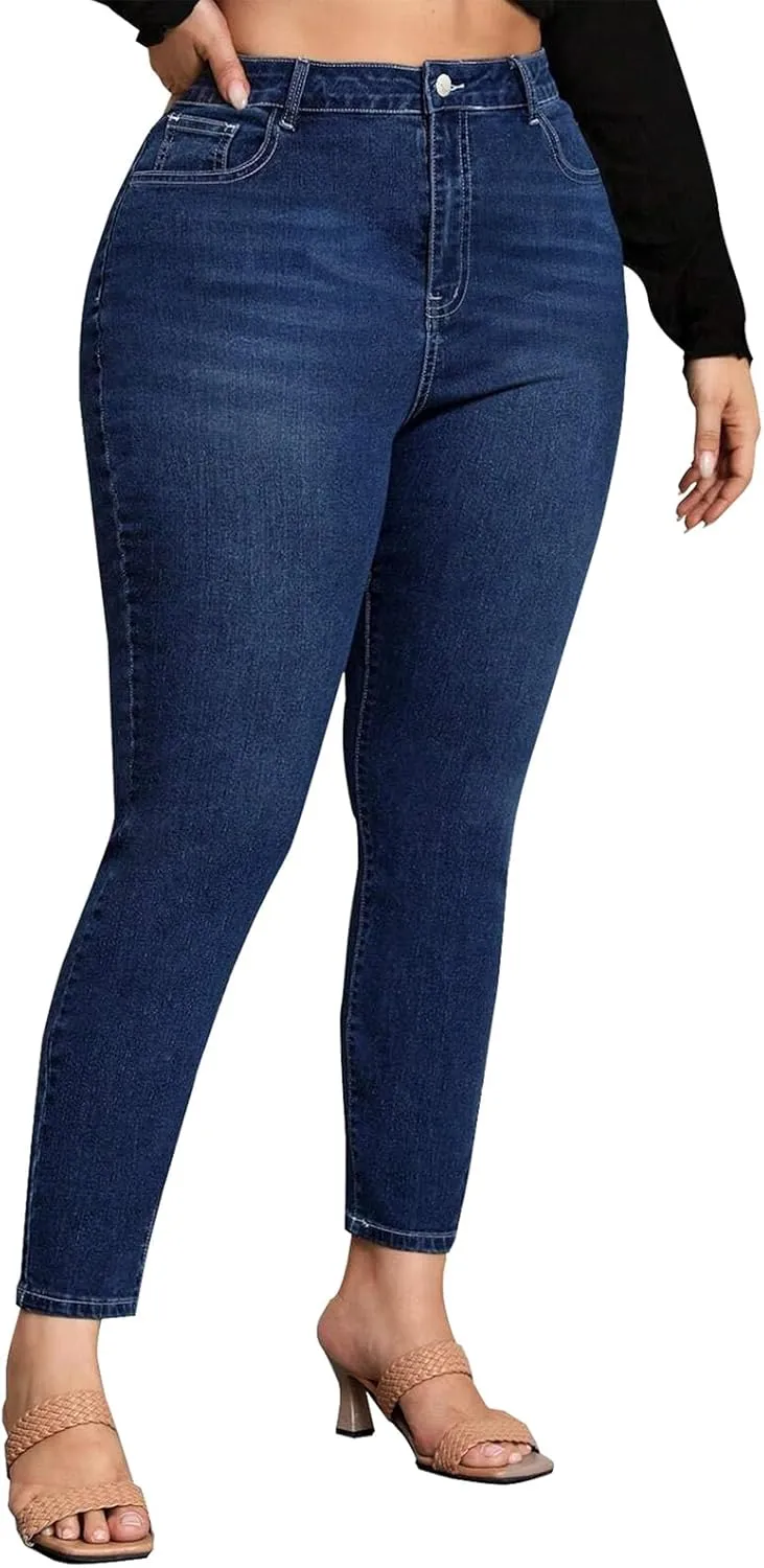 KISSPLUS Plus Size Skinny Jeans for Women High Waist Pencil Women Jeans Curvy High Waist Stretchy Denim Pants for Women