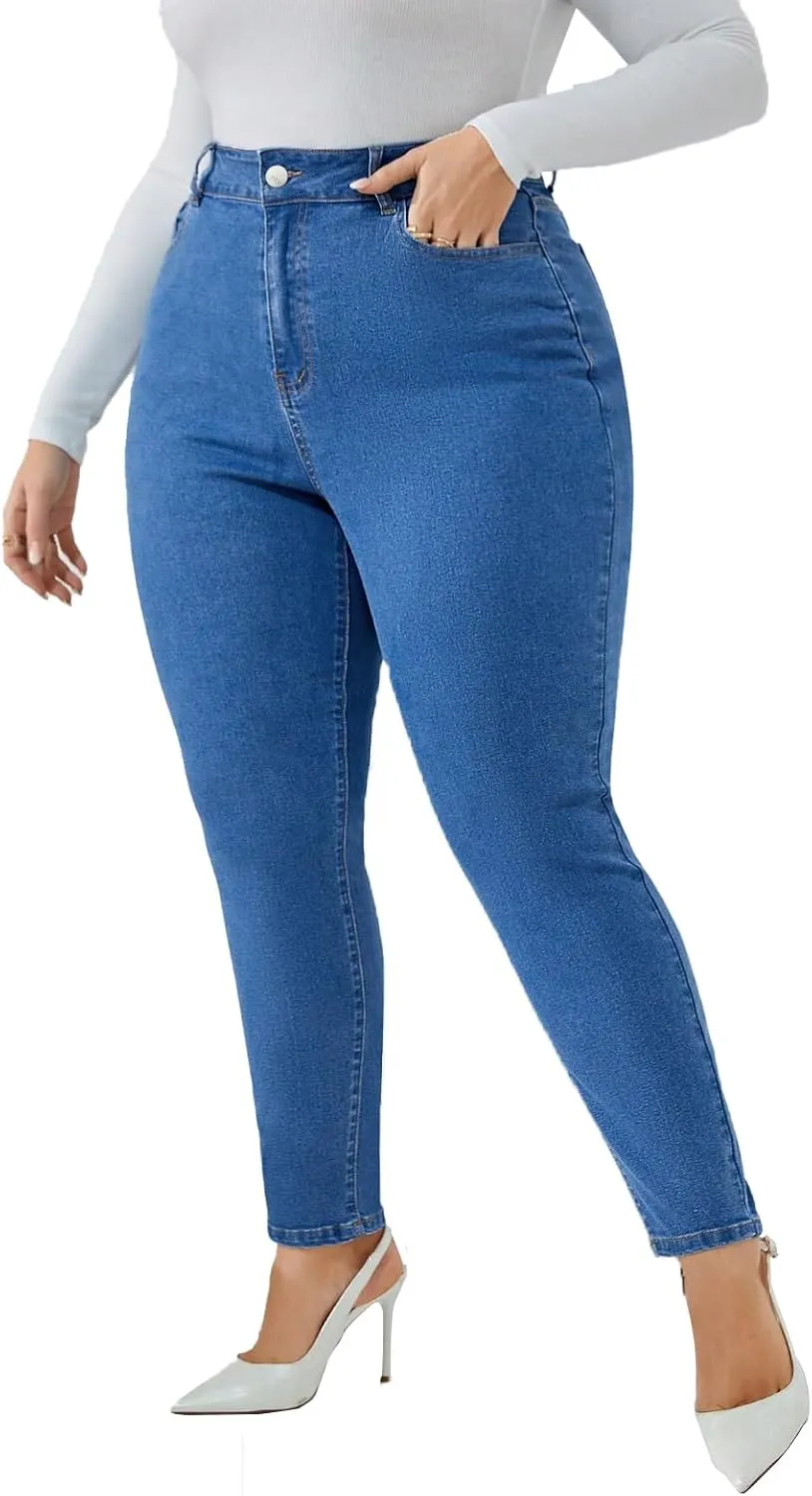 KISSPLUS Plus Size Skinny Jeans for Women High Waist Pencil Women Jeans Curvy High Waist Stretchy Denim Pants for Women