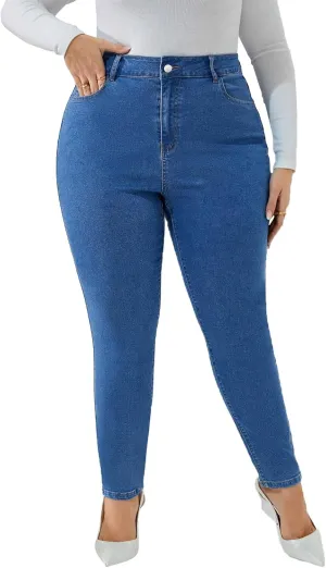 KISSPLUS Plus Size Skinny Jeans for Women High Waist Pencil Women Jeans Curvy High Waist Stretchy Denim Pants for Women