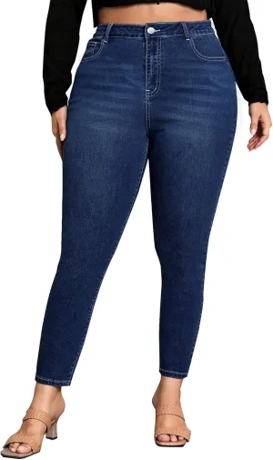 KISSPLUS Plus Size Skinny Jeans for Women High Waist Pencil Women Jeans Curvy High Waist Stretchy Denim Pants for Women