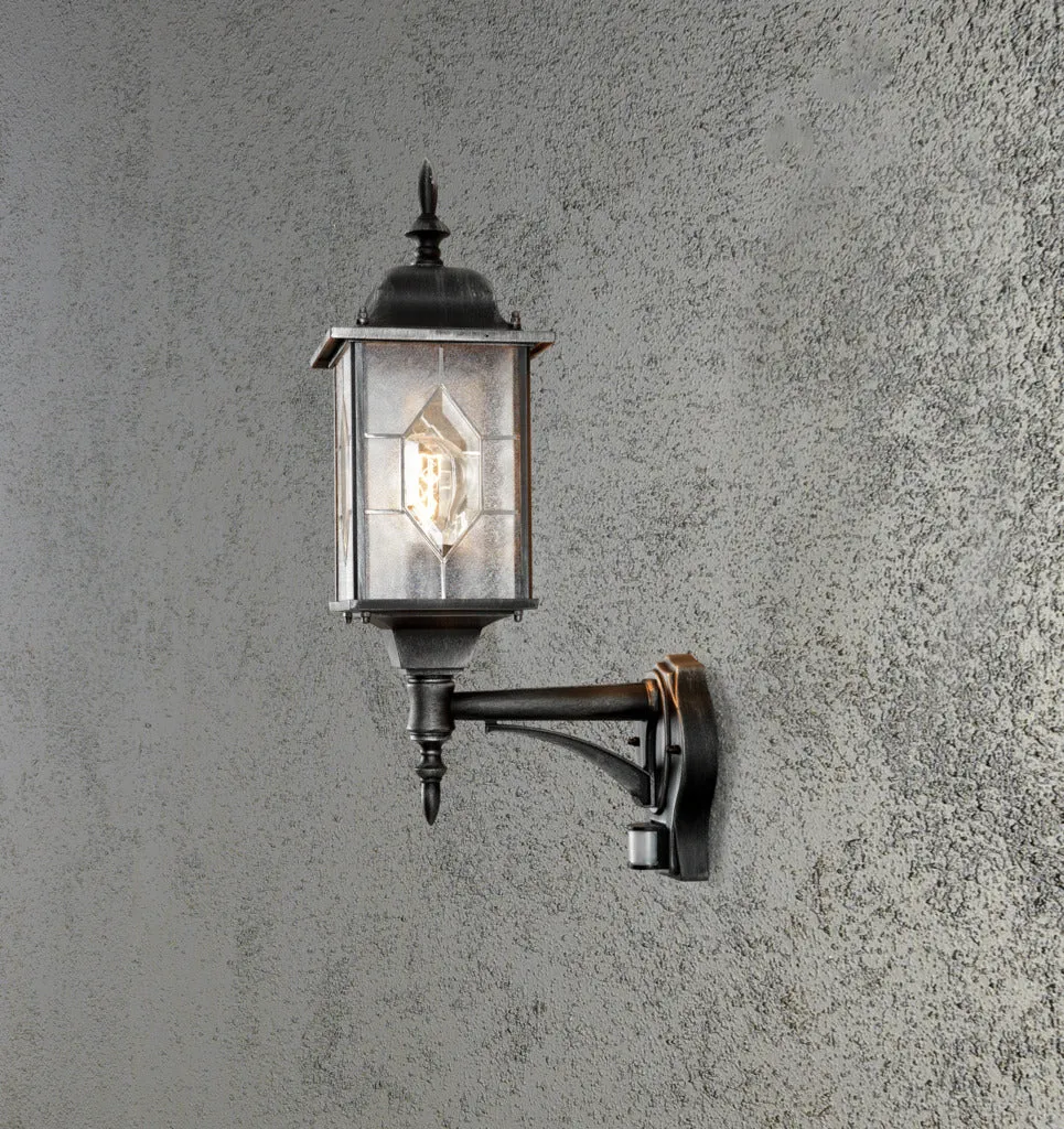 Konstsmide Milano Outdoor Wall Light Up Black with PIR Sensor, IP43