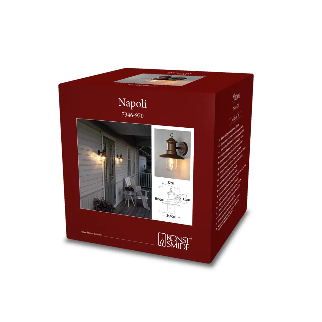 Konstsmide Napoli Outdoor Wall Light Rust Coloured IP44