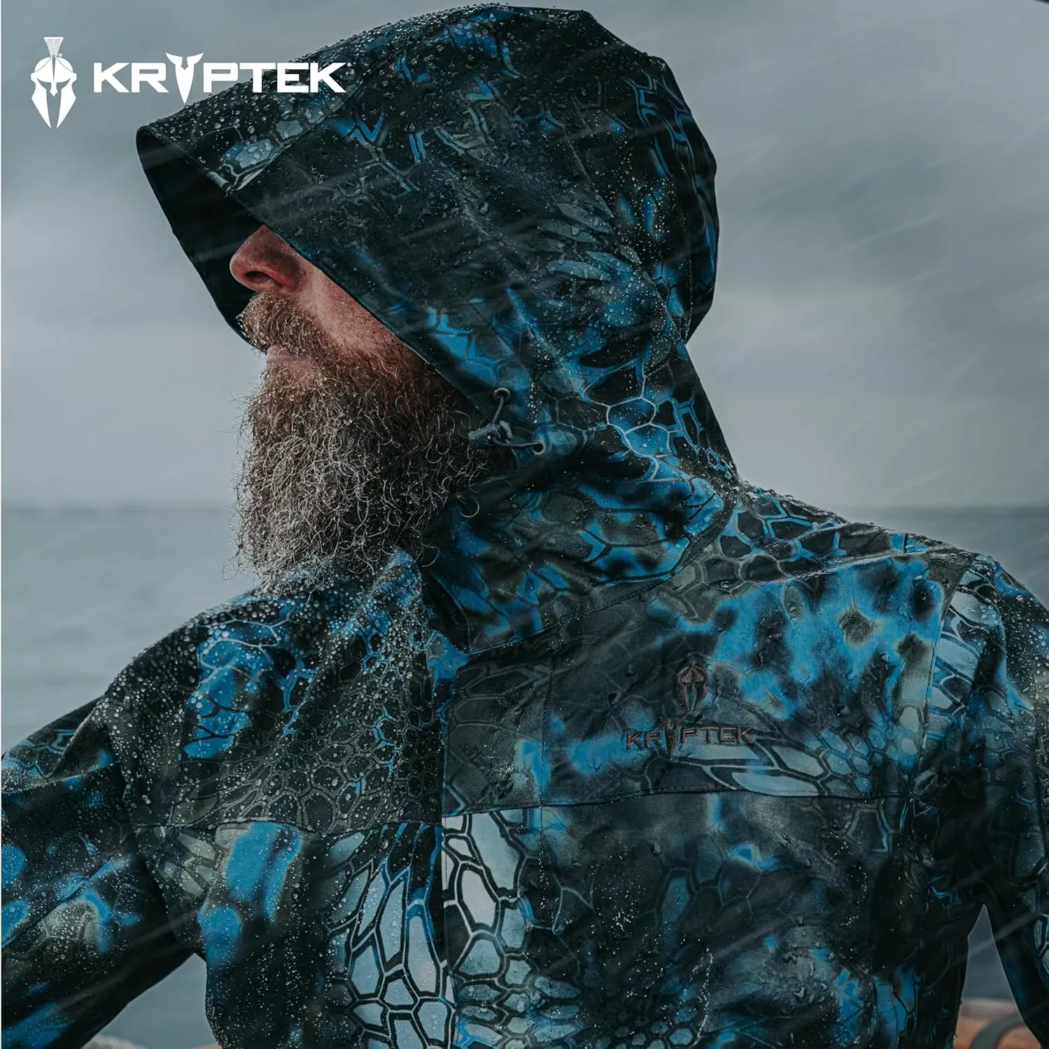 Kryptek Mens Jupiter Waterproof, Breathable, Packable Camo Hunting Jacket