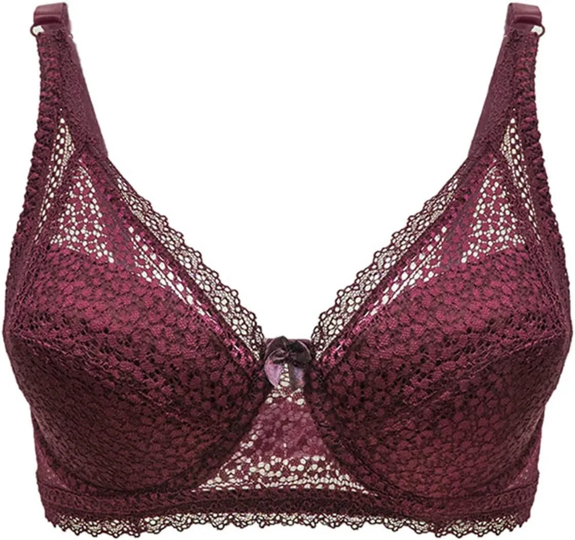 Lace Bras for Women See Through Breathable Underwire Backless Anti Sagging Bras Sexy Comfort Push Up Lightweight Bralettes