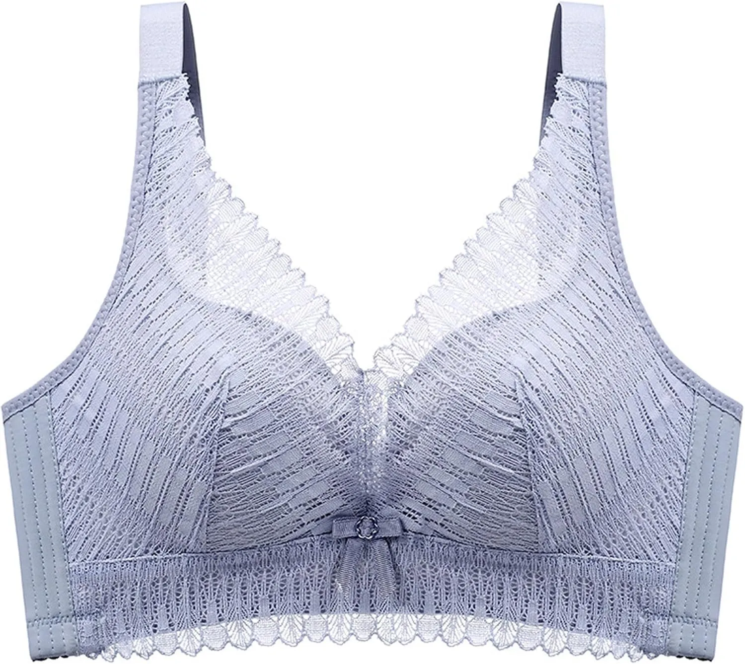 Lace Wireless Bra for Women with Bow Adjustable Straps Comfort Fit Anti Sagging Bra