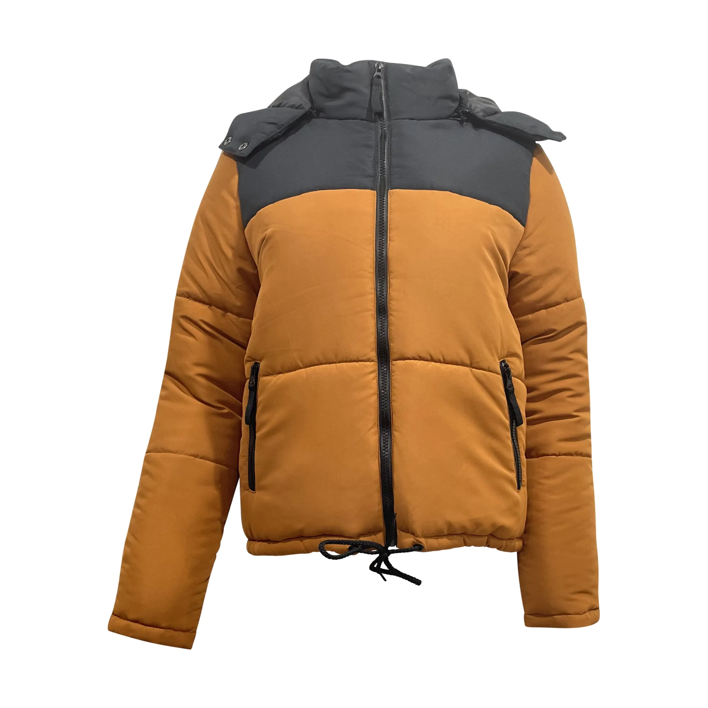 Ladies Contrast Hooded Winter Puffer Jackets