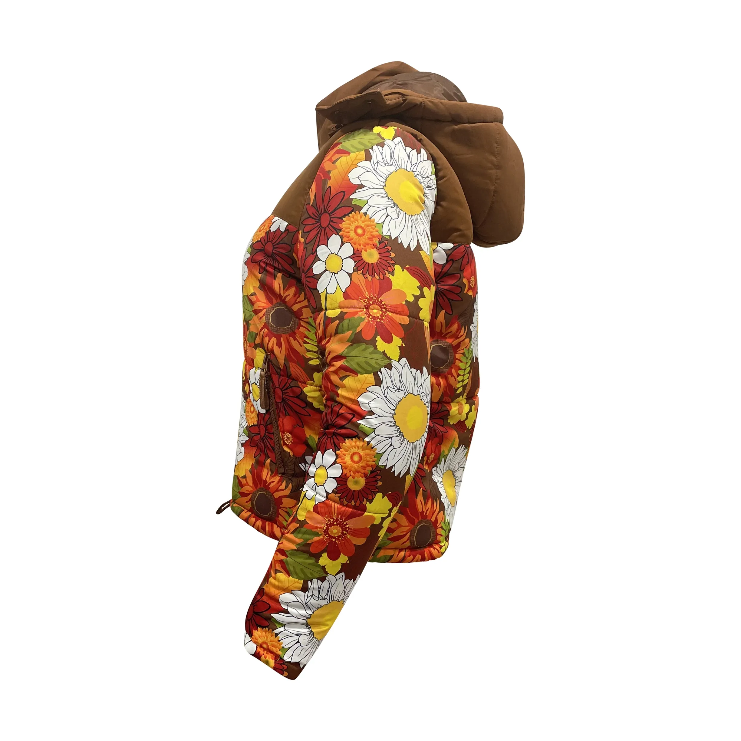 Ladies Contrast Hooded Winter Puffer Jackets