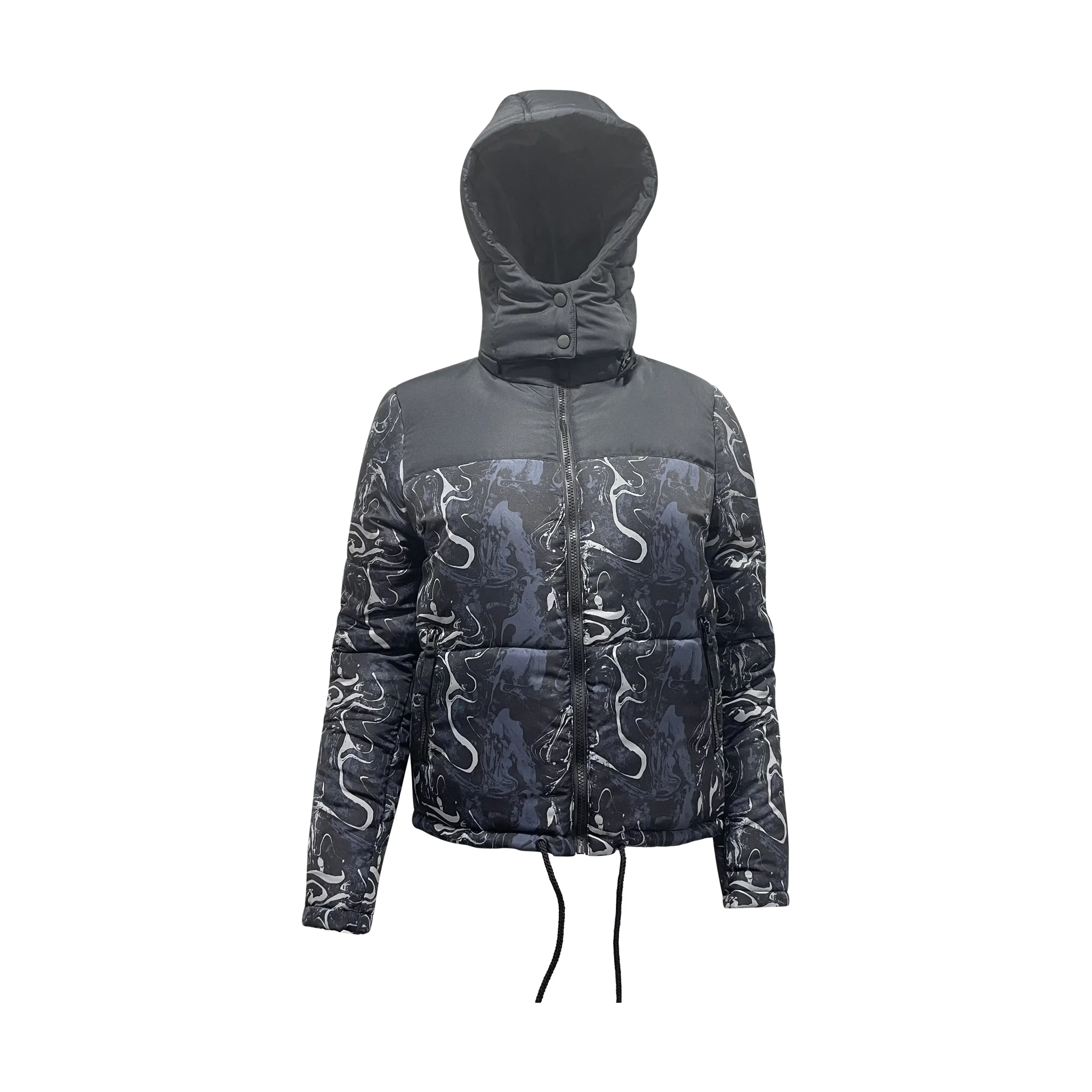 Ladies Contrast Hooded Winter Puffer Jackets