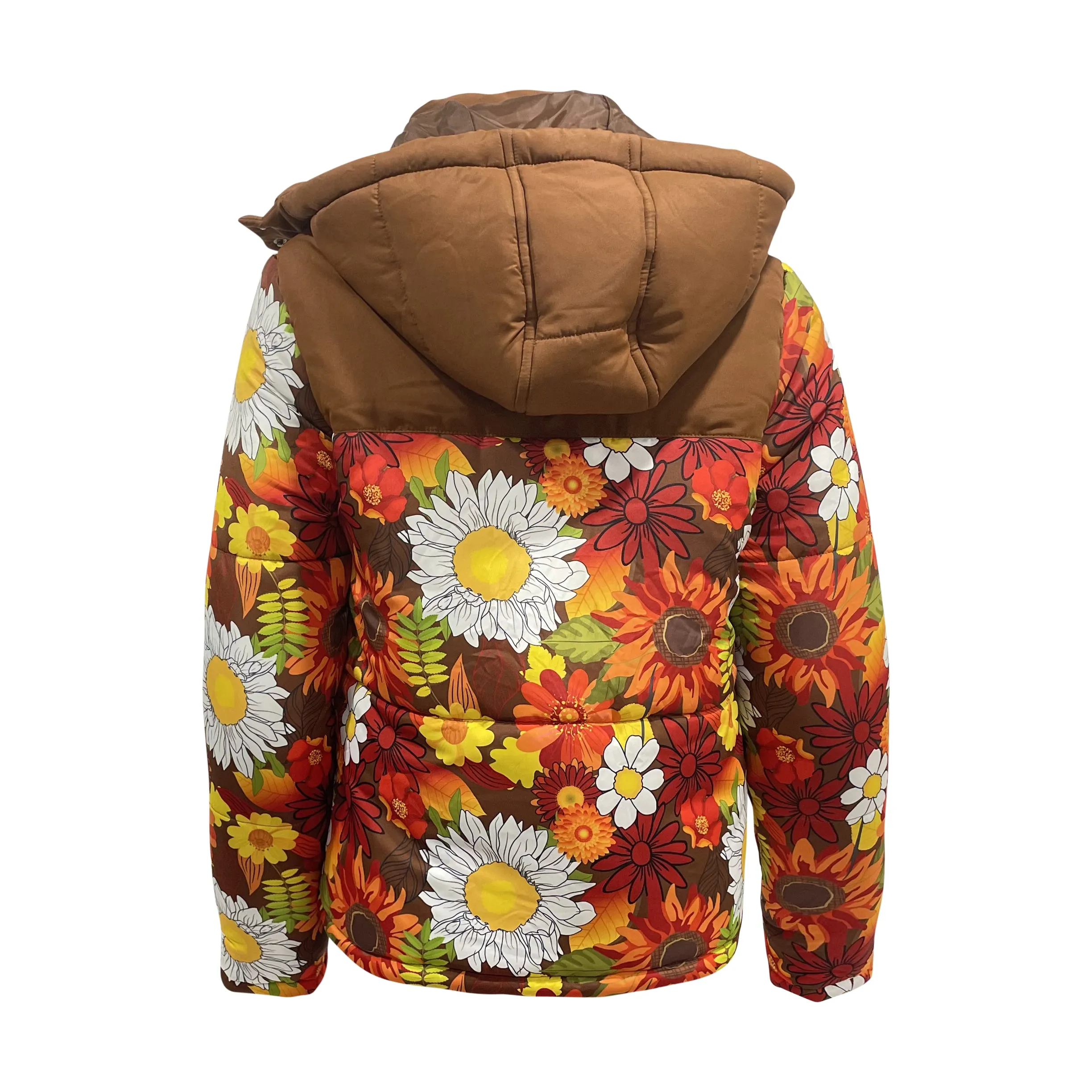 Ladies Contrast Hooded Winter Puffer Jackets