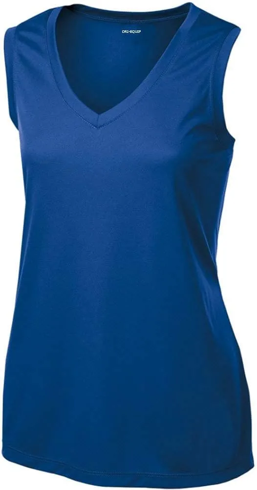 Ladies Moisture Wicking Muscle Tank Athletic T-Shirt in Sizes XS-4XL