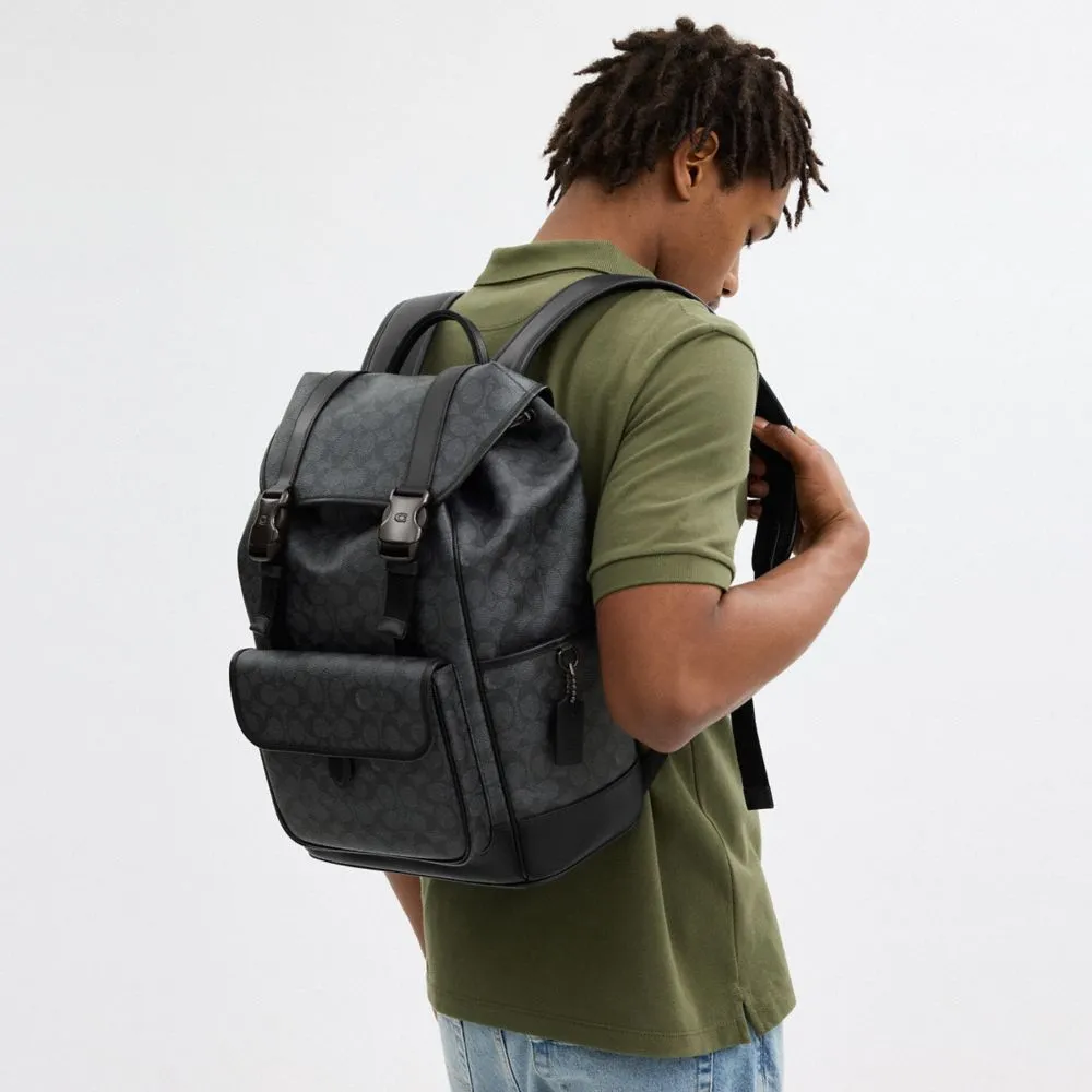 League Flap Backpack In Signature Canvas