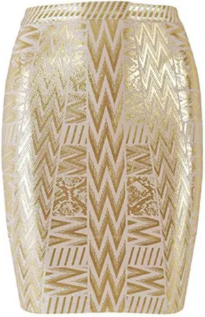 Leather Metallic High Waist Bandage Skirt