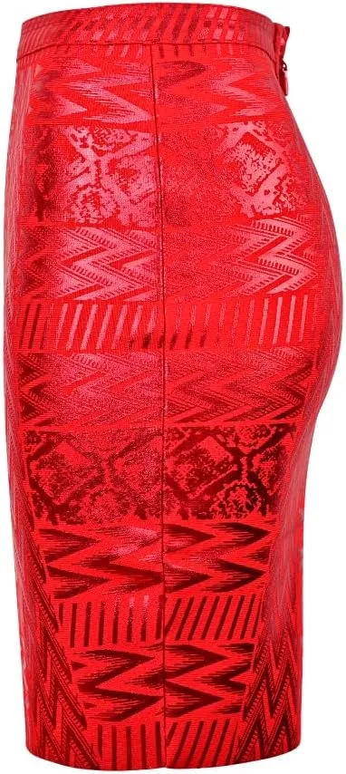Leather Metallic High Waist Bandage Skirt