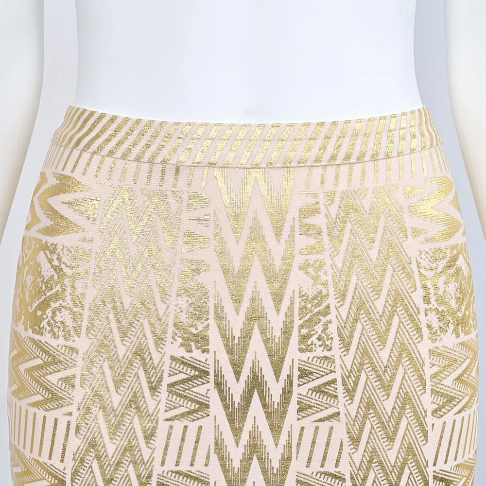 Leather Metallic High Waist Bandage Skirt
