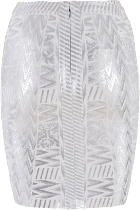 Leather Metallic High Waist Bandage Skirt