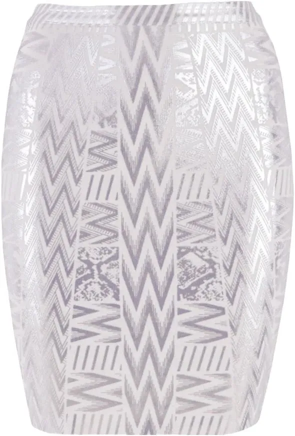 Leather Metallic High Waist Bandage Skirt