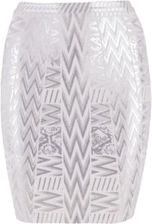 Leather Metallic High Waist Bandage Skirt