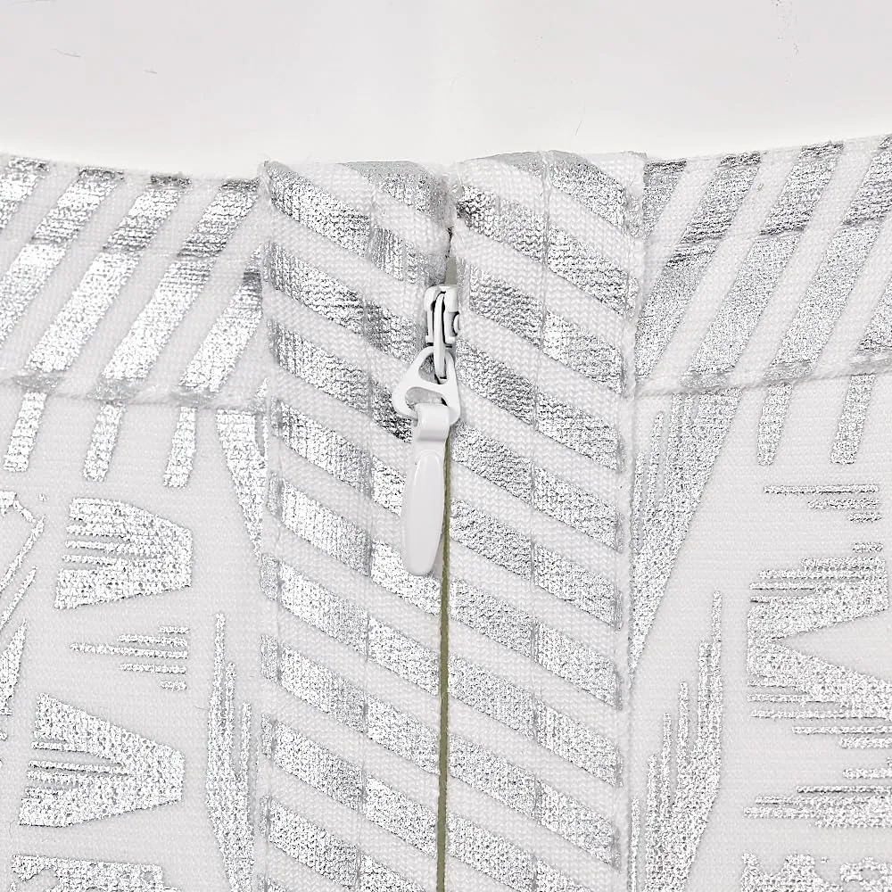 Leather Metallic High Waist Bandage Skirt