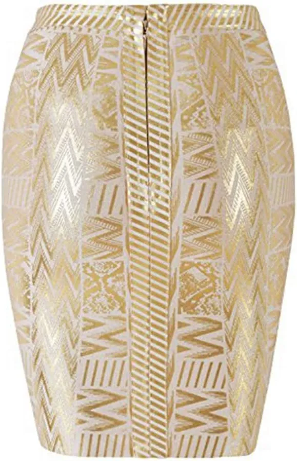 Leather Metallic High Waist Bandage Skirt
