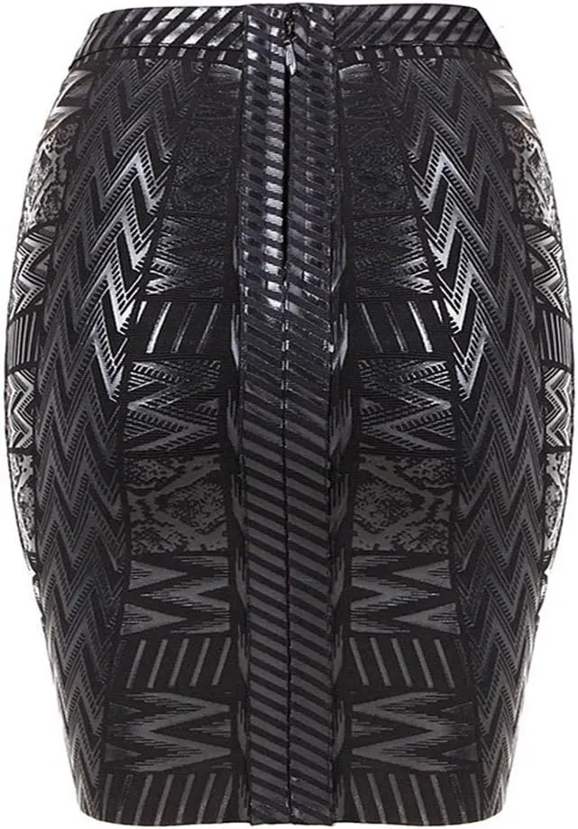 Leather Metallic High Waist Bandage Skirt