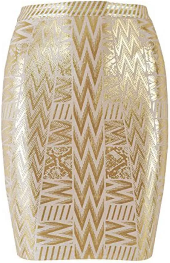 Leather Metallic High Waist Bandage Skirt