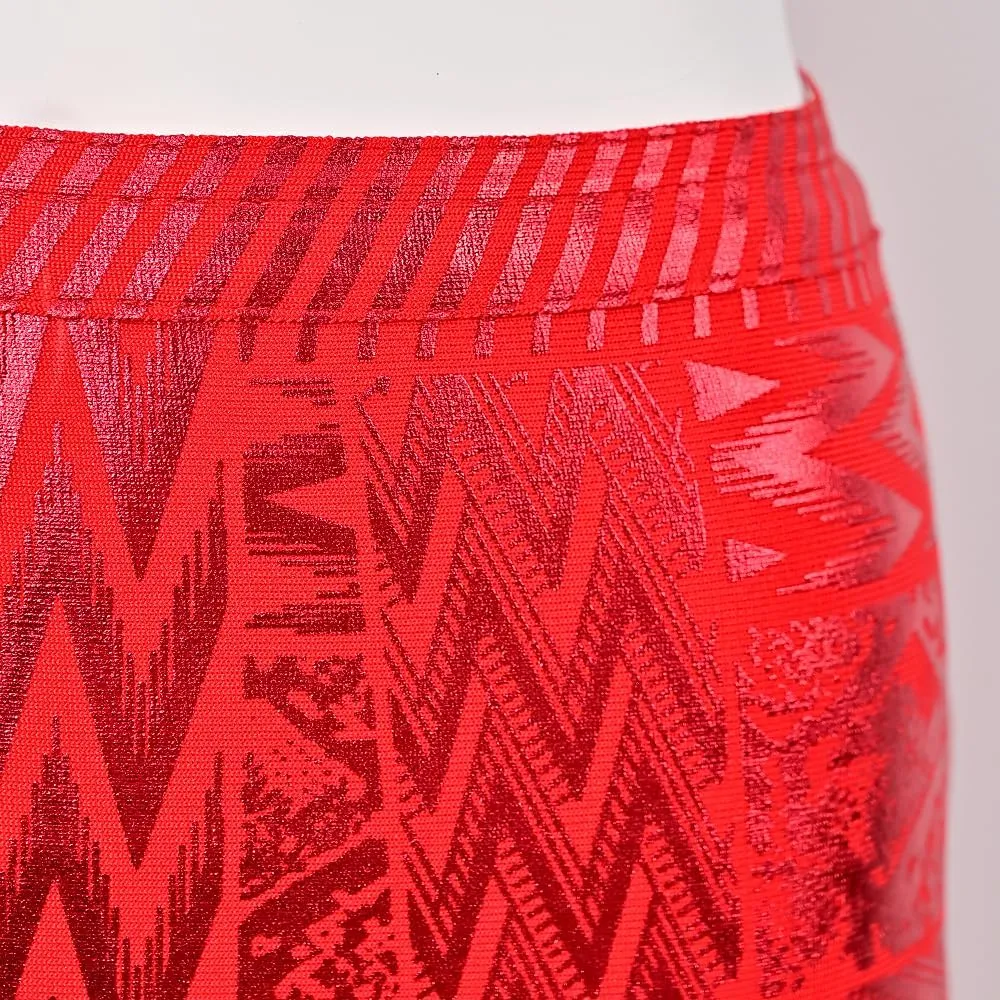 Leather Metallic High Waist Bandage Skirt