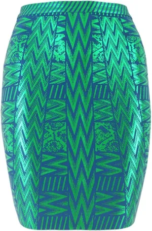 Leather Metallic High Waist Bandage Skirt